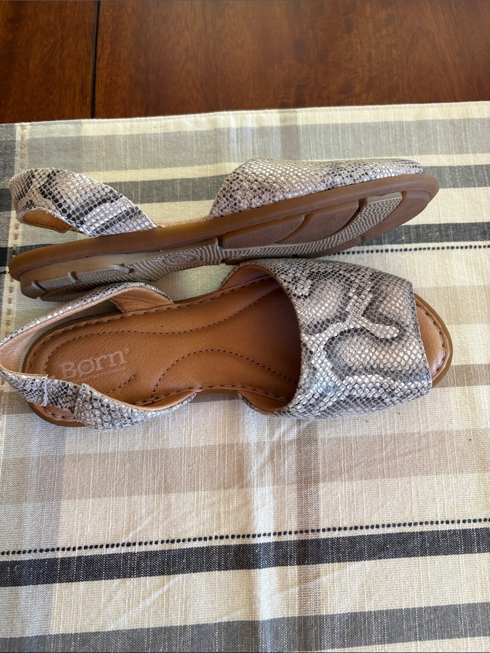 Born Snake-Print Open-Toe Slingback Sandals in Grey - Picture 4 of 5